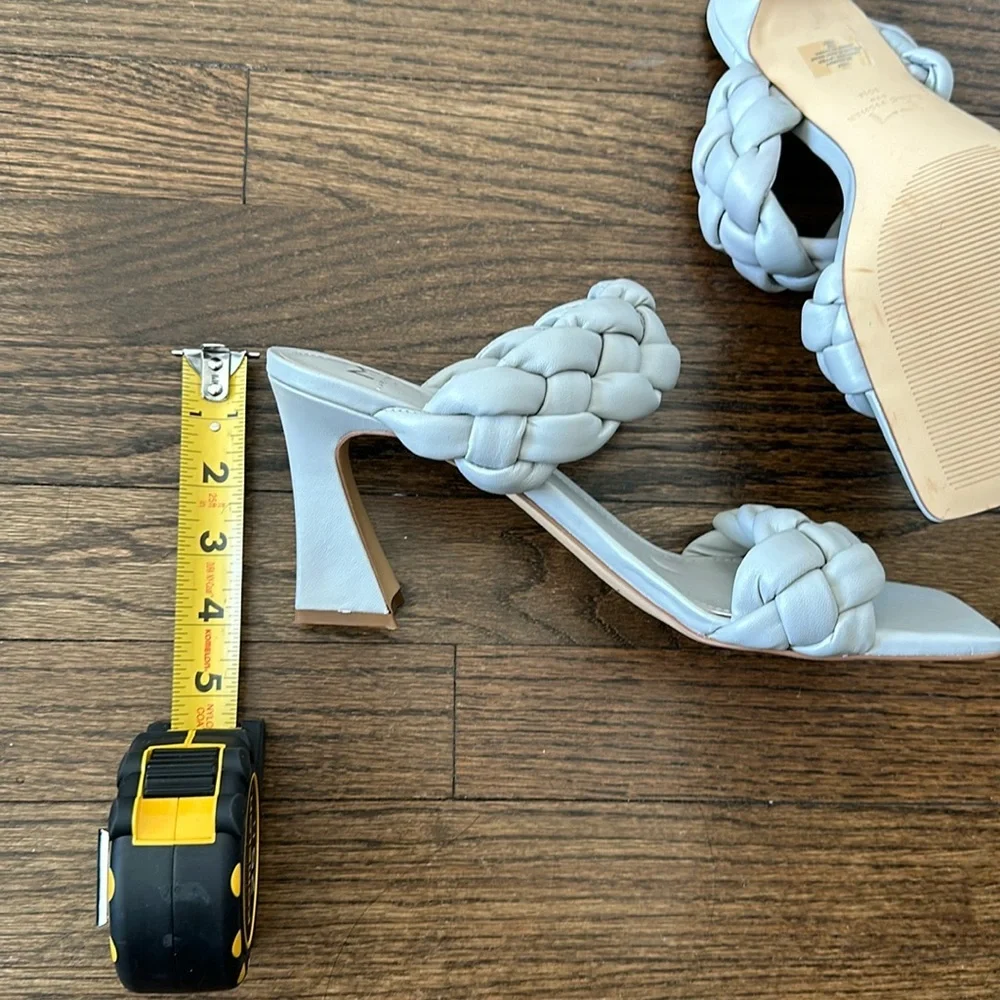 Marc Fisher Gray Hammy Heeled Slide Womens Dress Braided Rope Strap Sandals 10